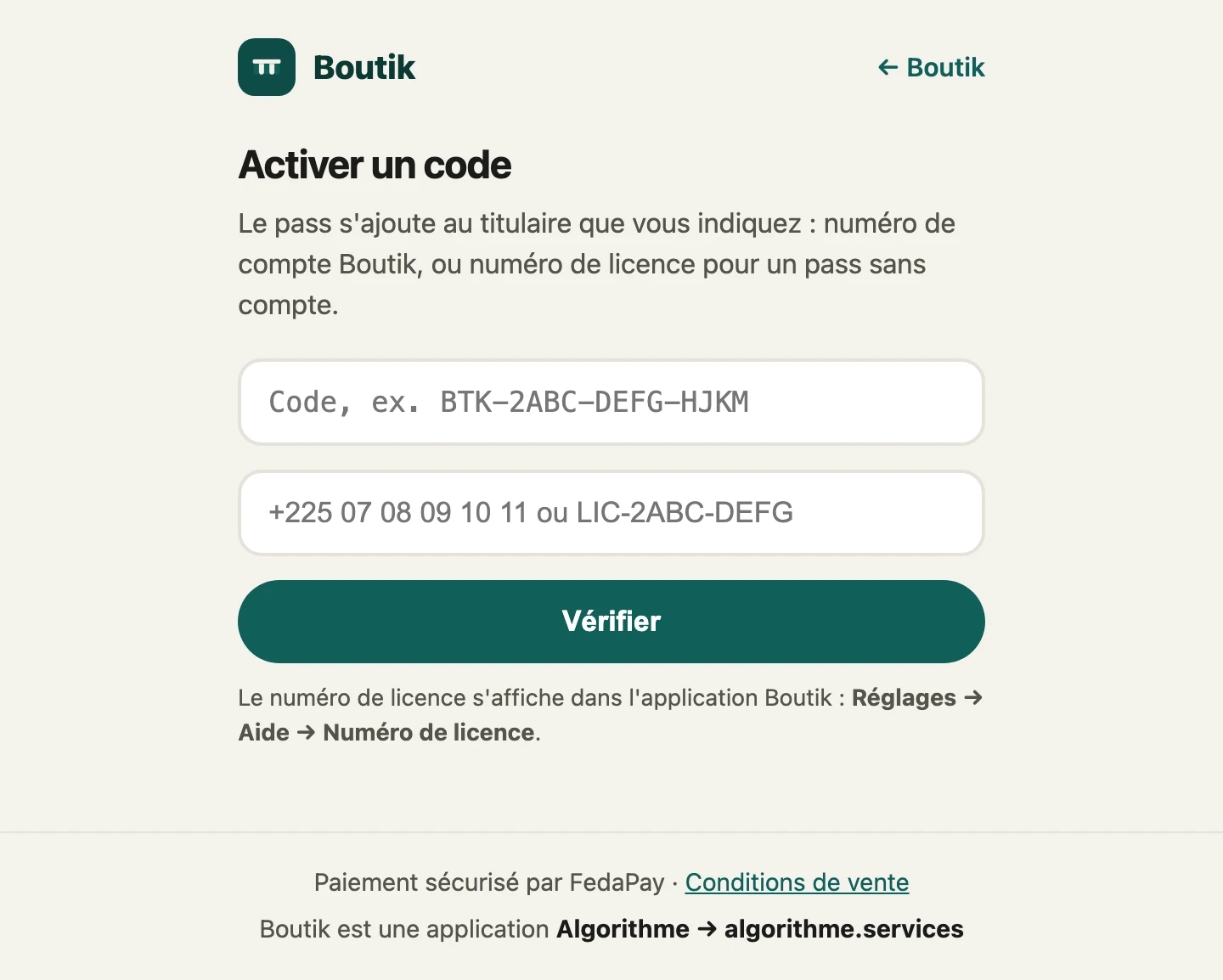 Un code reçu ? Activez-le sur votre compte ou votre numéro de licence.