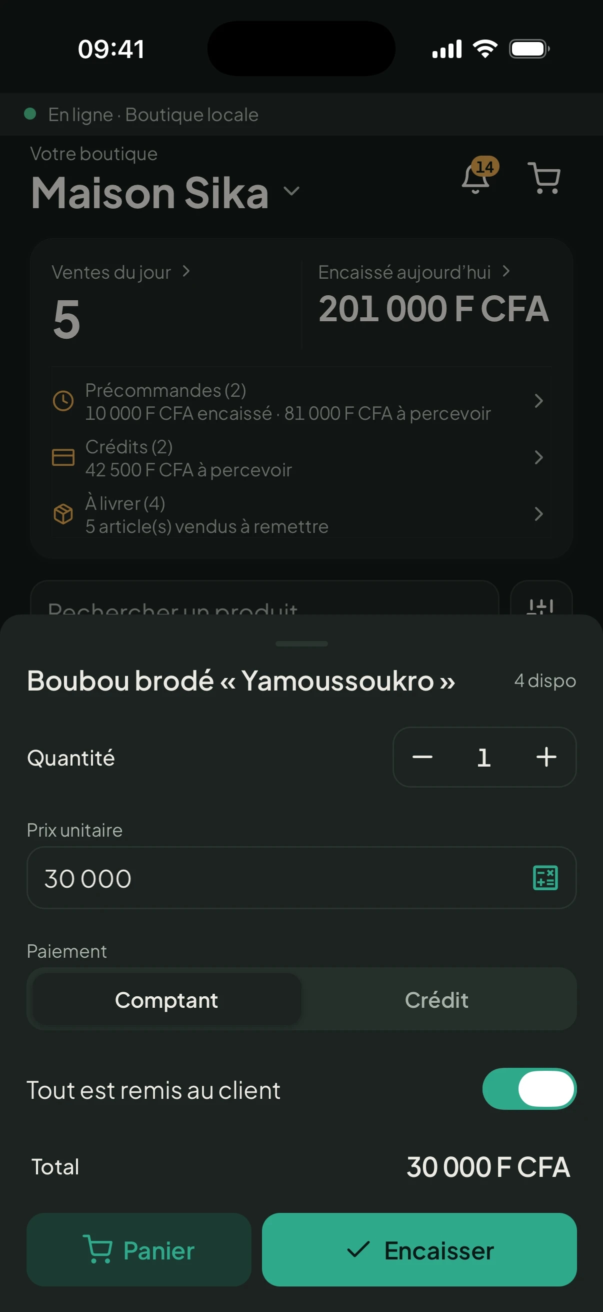 La vente rapide : prix ajustable, comptant ou crédit.