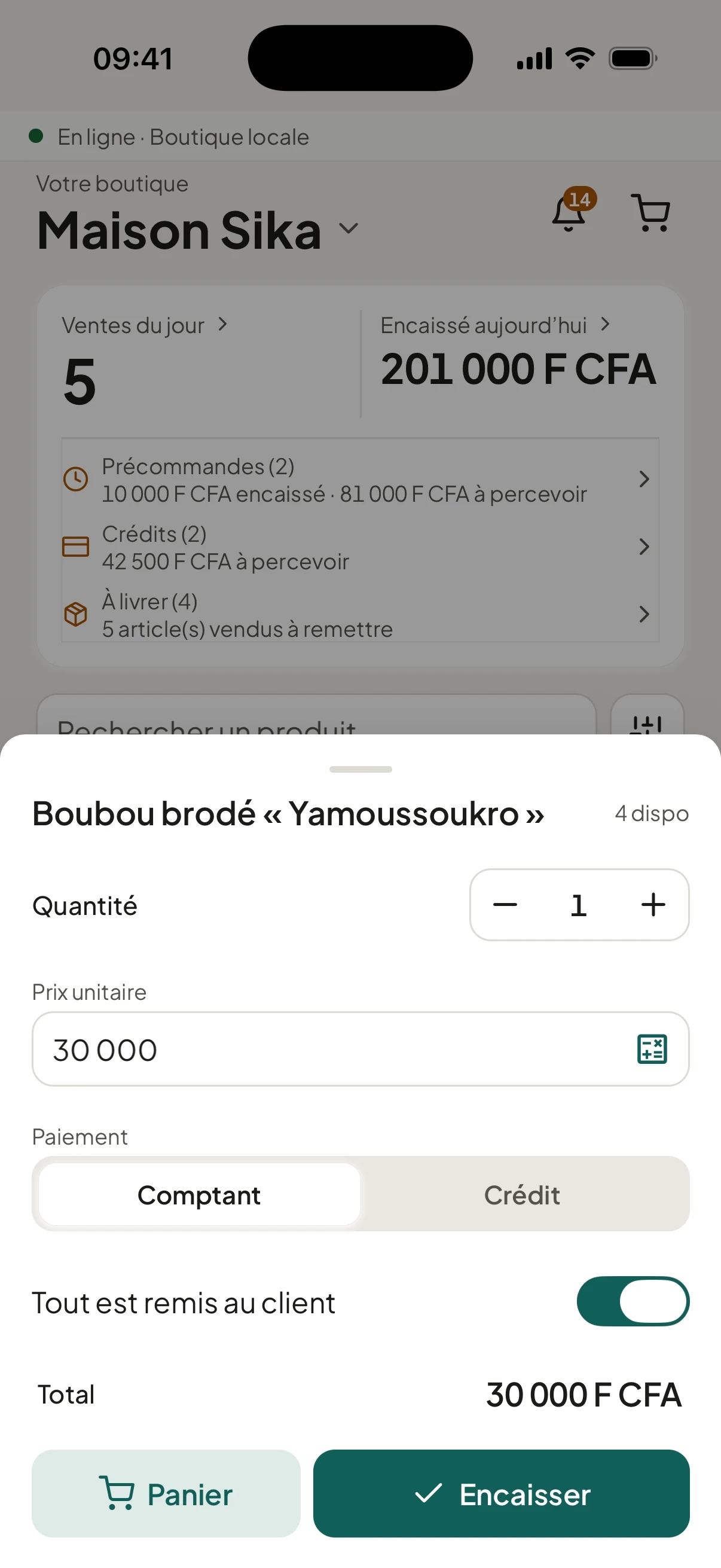 La vente rapide : prix ajustable, comptant ou crédit.