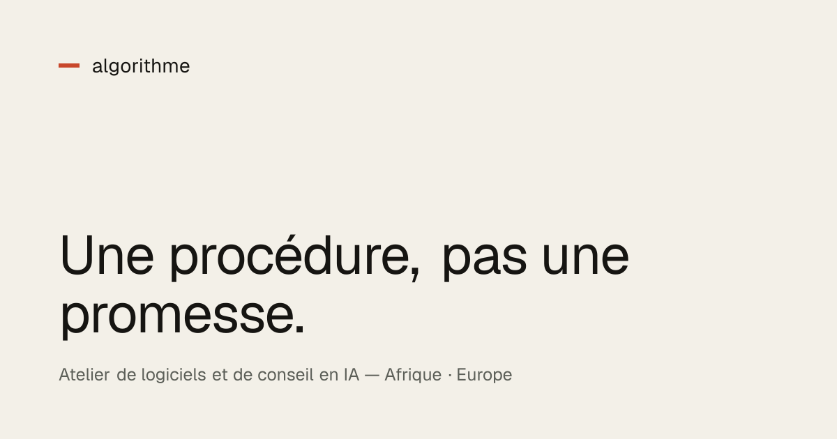 Algorithme — atelier de logiciels et de conseil en IA